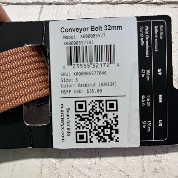 Arc’teryx Conveyor Belt 32 mm NWT size Small in Nutmeg Heavy Duty Webbing Belt - Picture 6 of 7